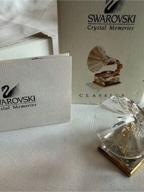 Swarovski Clear Crystal Gramophone with Gold-Tone Base